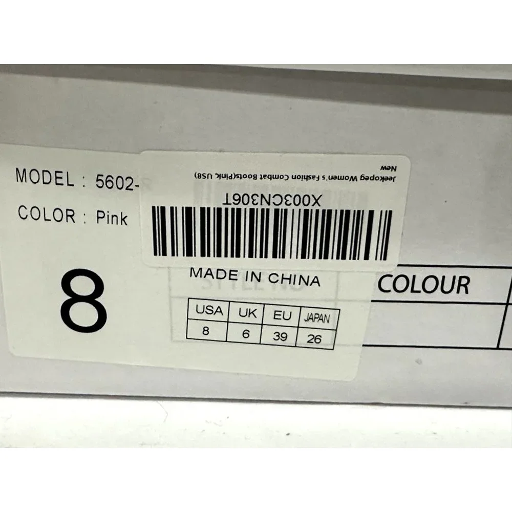 JEEKOPEG Women's Fashion Combat Pink Boots 8 - Picture 9 of 10